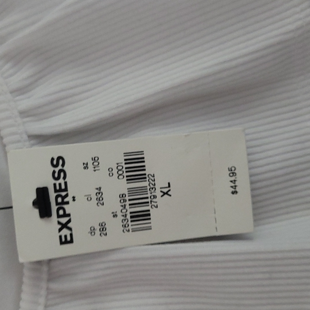 Express White Ruffle Ribbed Bodysuit - Picture 6 of 6